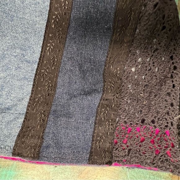 Vintage French Dressing Upcycled Bell Bottom Jeans Wide Leg Baggy 70s Style - Picture 10 of 16